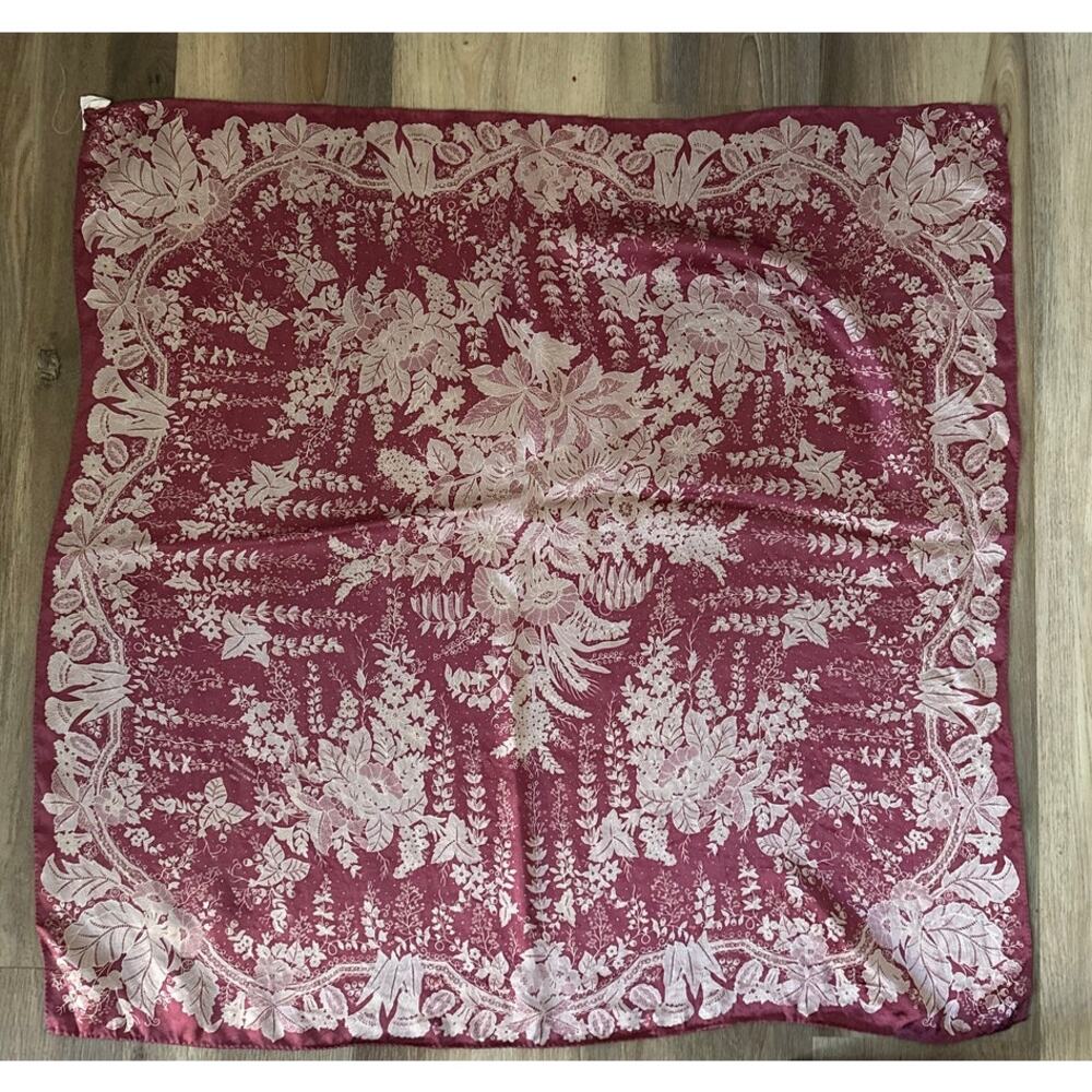 SMITHSONIAN Vintage 1980's Floral Silk Scarf